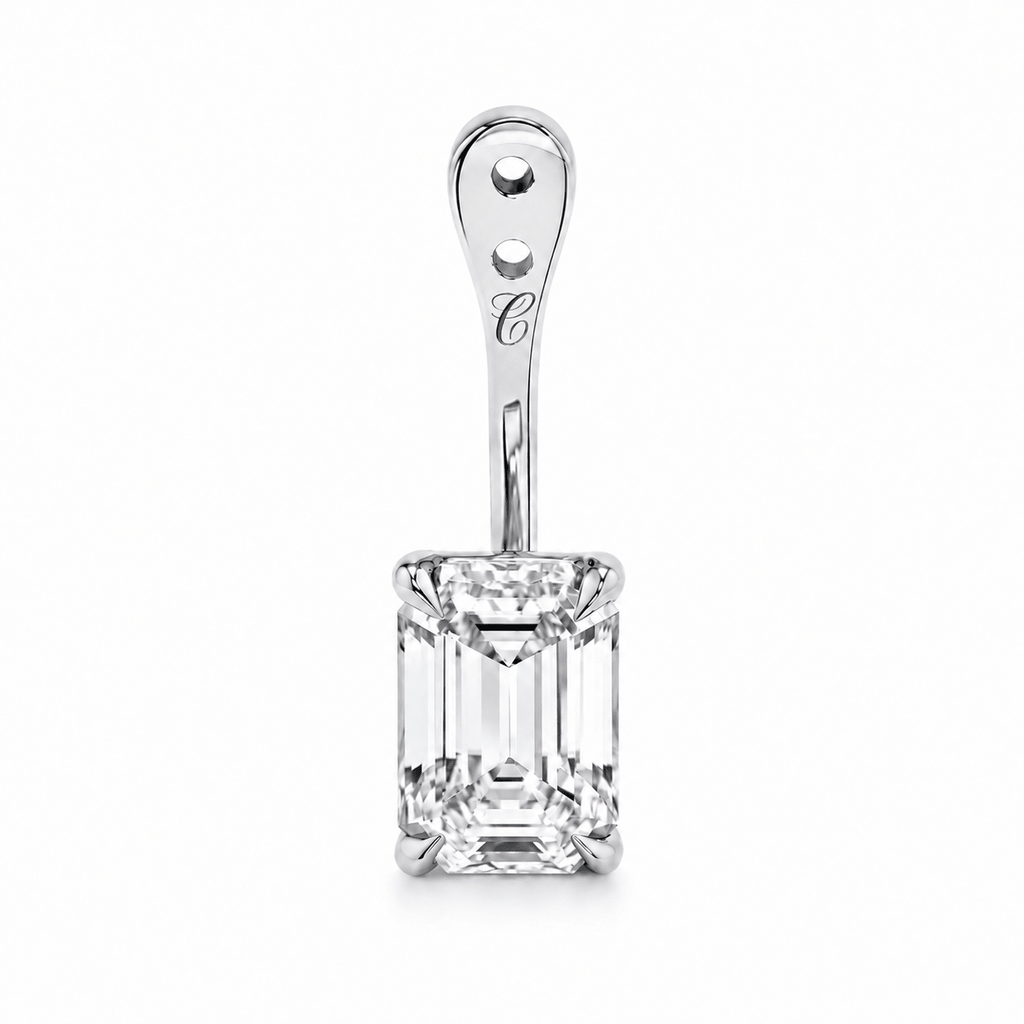 Glow Drop oorbel met emerald cut lab-grown diamant in 14K witgoud