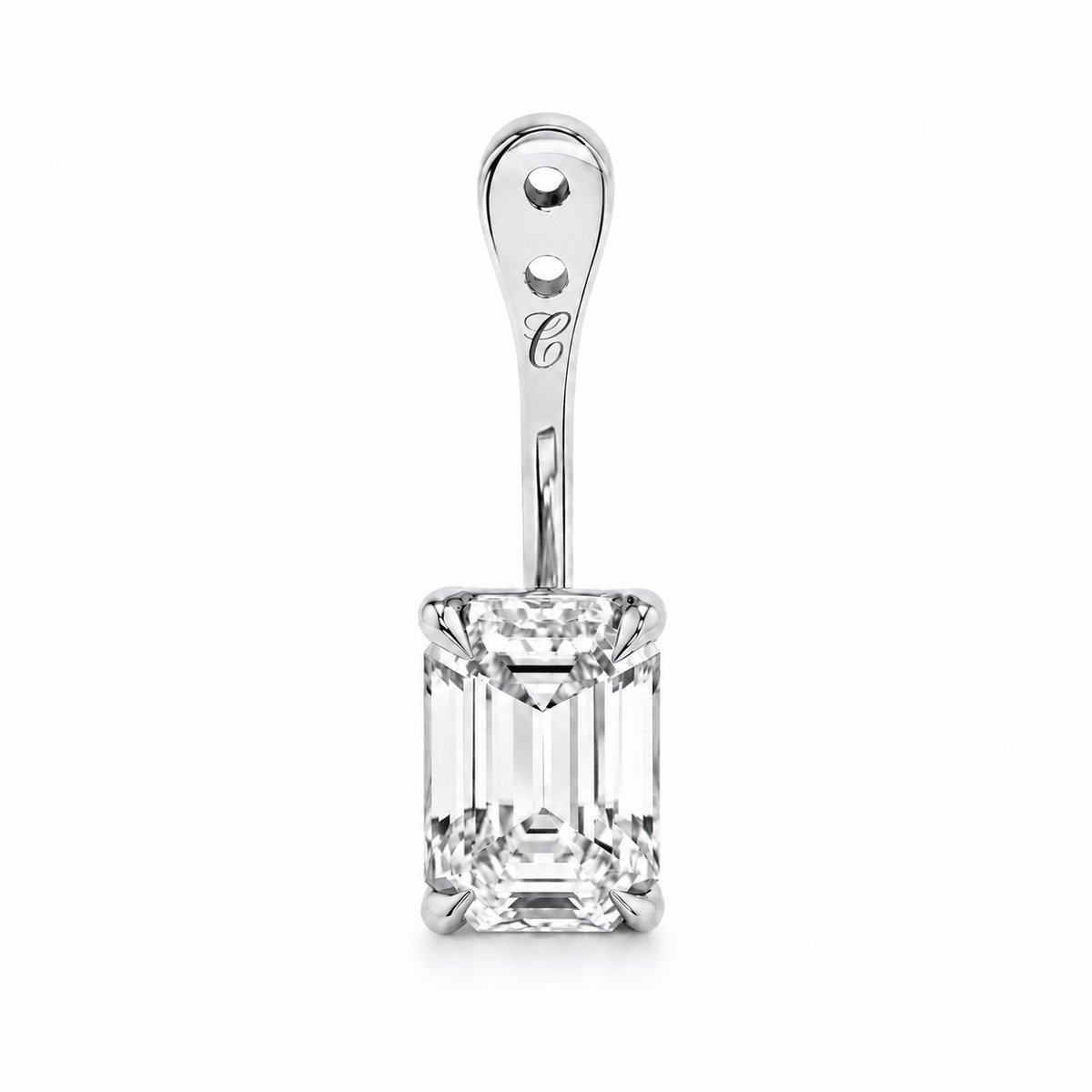 Glow Drop oorbel met emerald cut lab-grown diamant in 14K witgoud