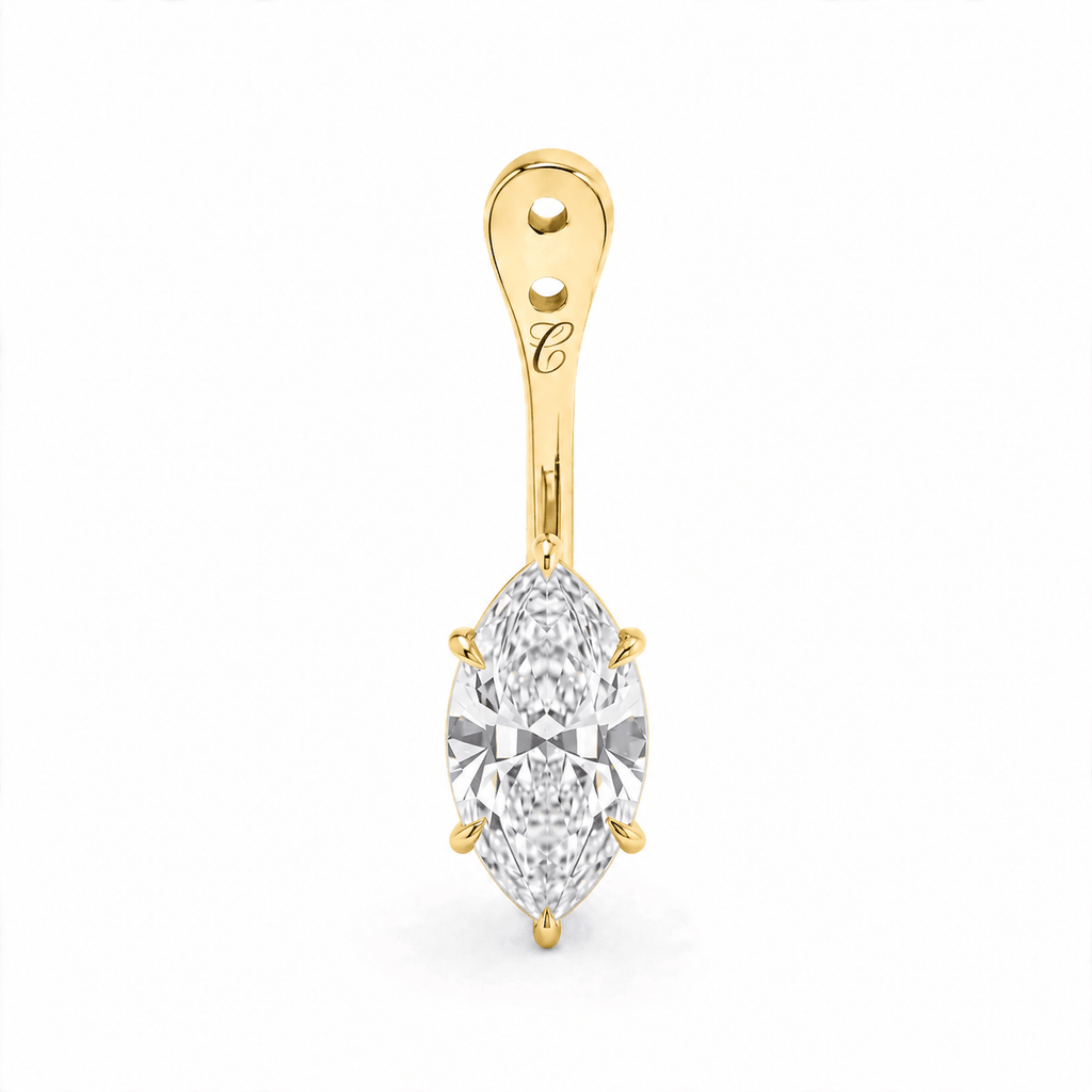 Glow Drop oorbel met marquise lab-grown diamant in 14K geelgoud