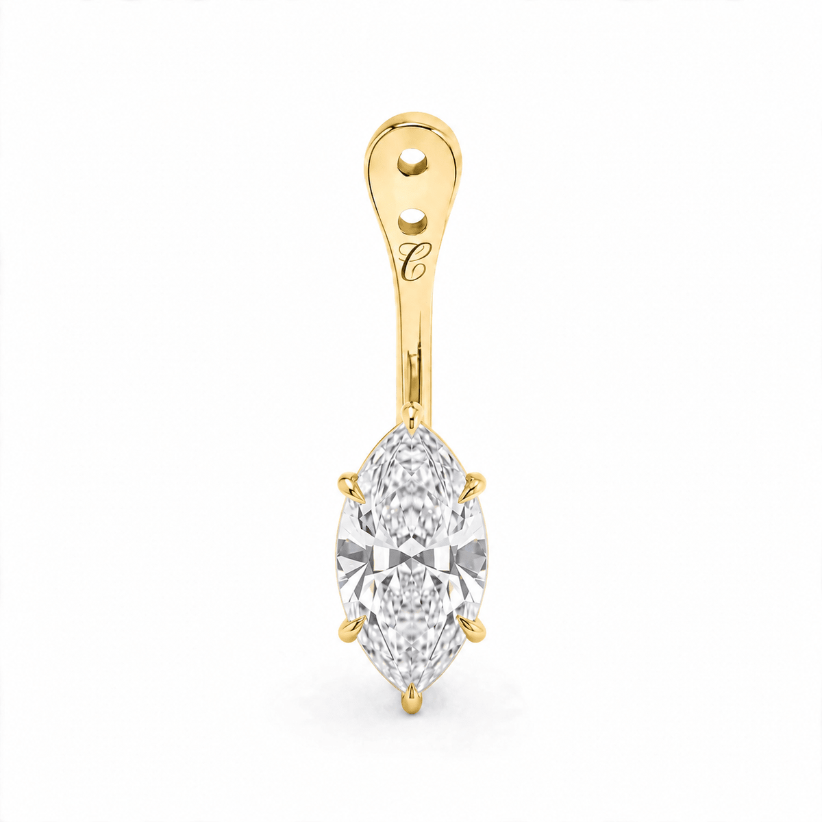 Glow Drop oorbel met marquise lab-grown diamant in 14K geelgoud