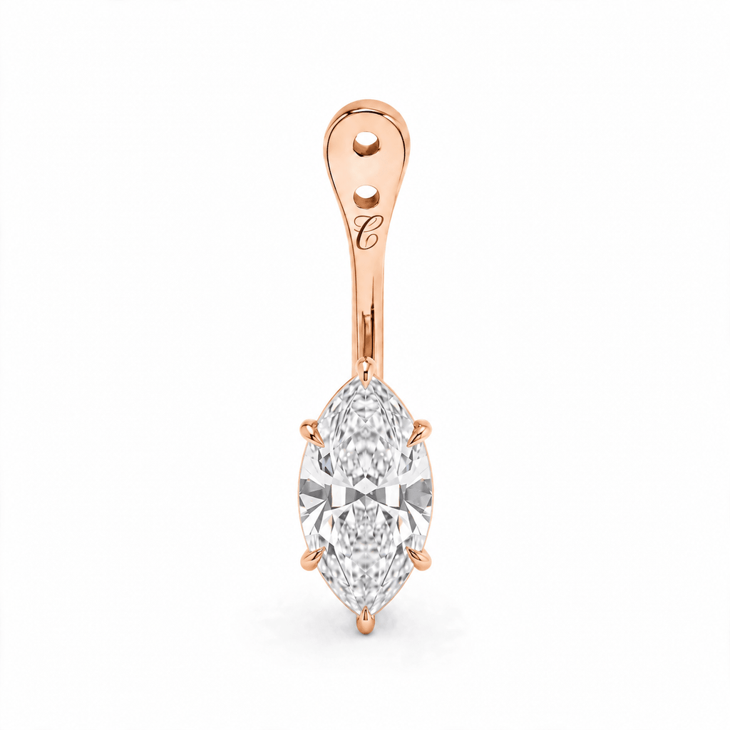 Glow Drop oorbel met marquise lab-grown diamant in 14K roségoud