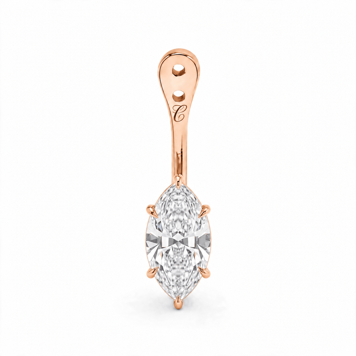 Glow Drop oorbel met marquise lab-grown diamant in 14K roségoud