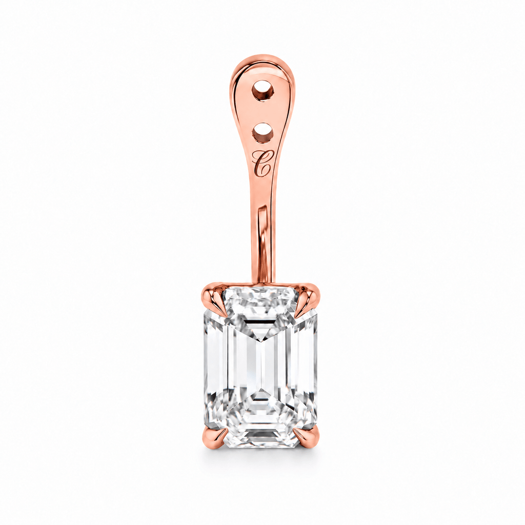 Glow Drop oorbel met emerald cut lab-grown diamant in 14K roségoud