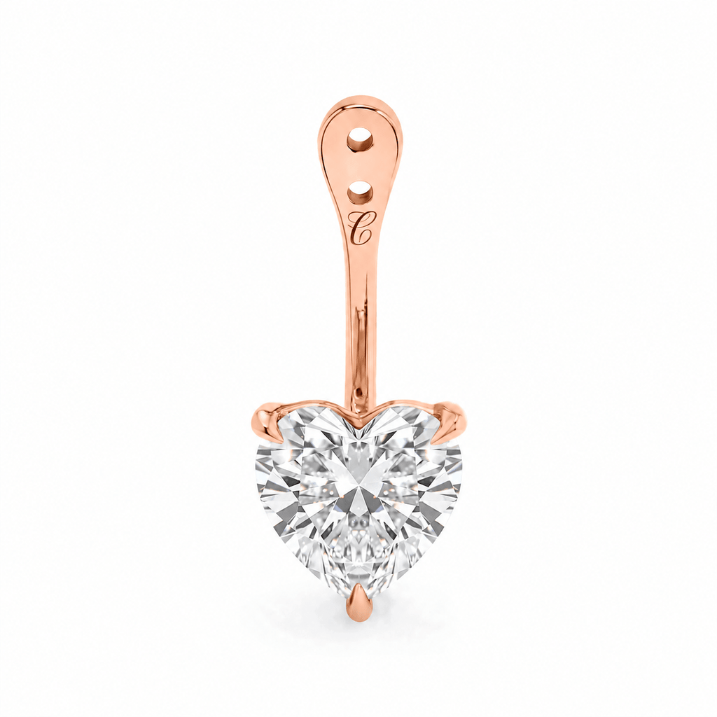 Glow Drop oorbel met hartvormige lab-grown diamant in 14K roségoud