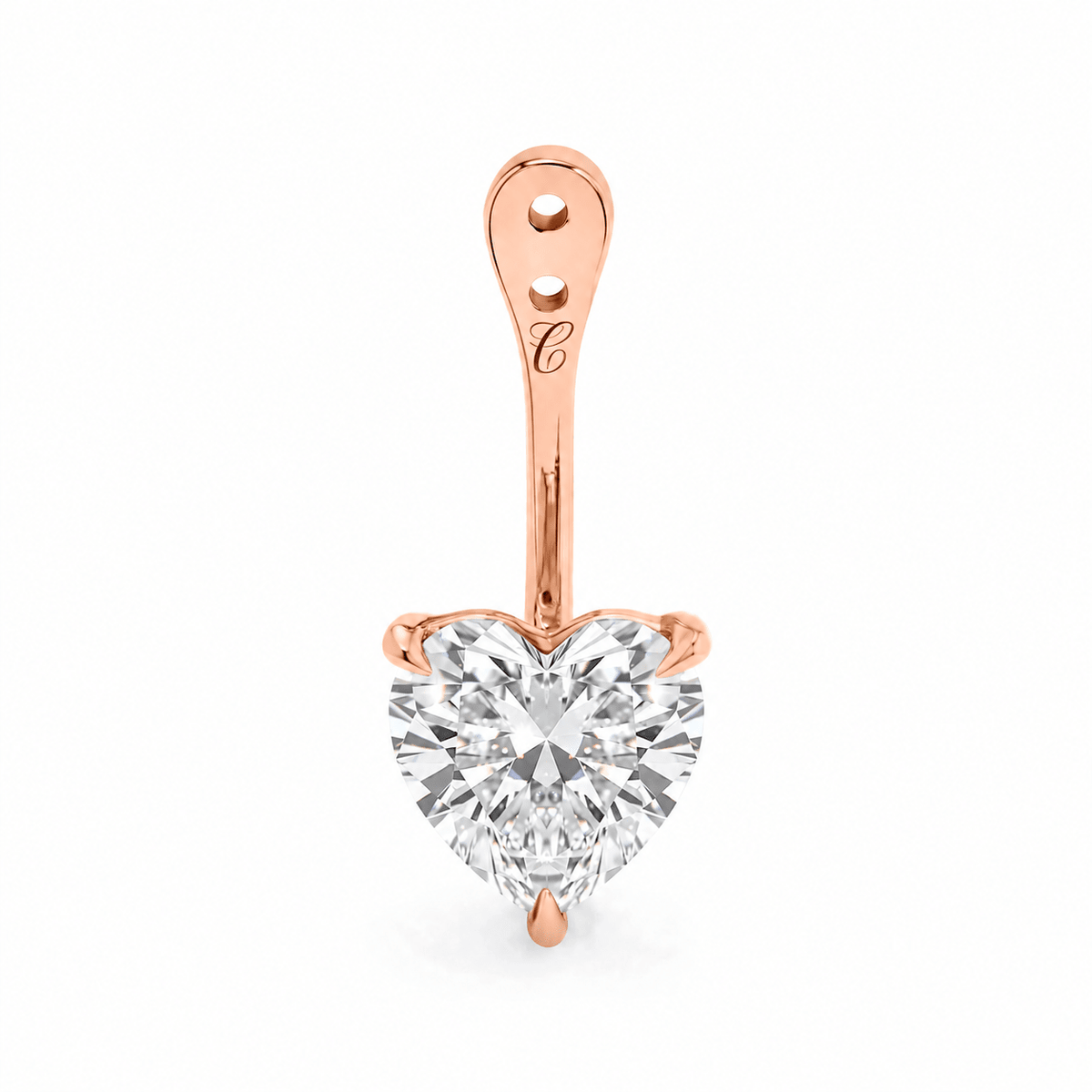 Glow Drop oorbel met hartvormige lab-grown diamant in 14K roségoud