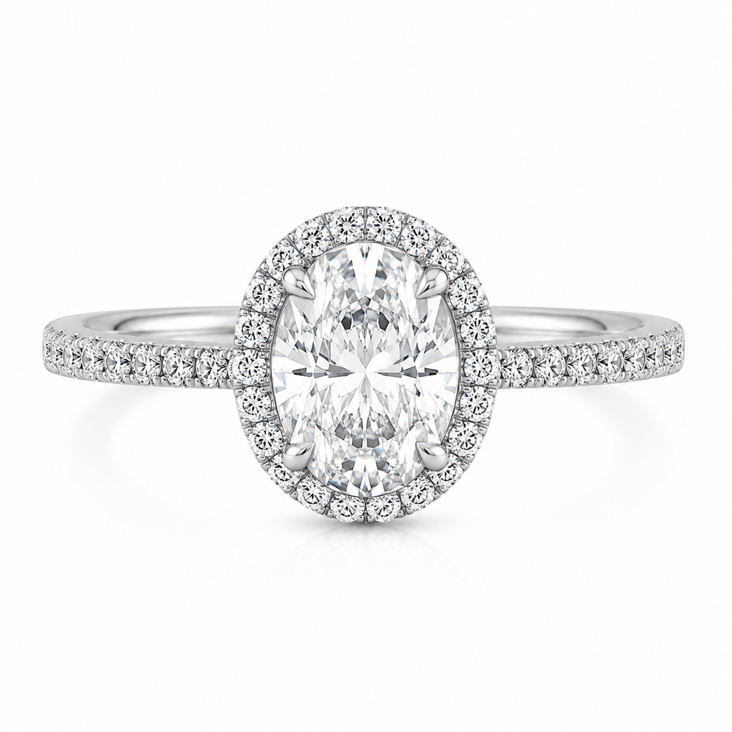 Oval Cut Pavé Solitaire Ring fine-jewelry Cha Diamonds
