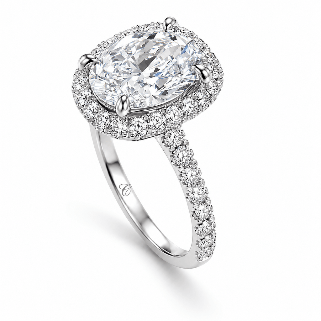 Oval Cut Pavé Solitaire Ring fine-jewelry Cha Diamonds