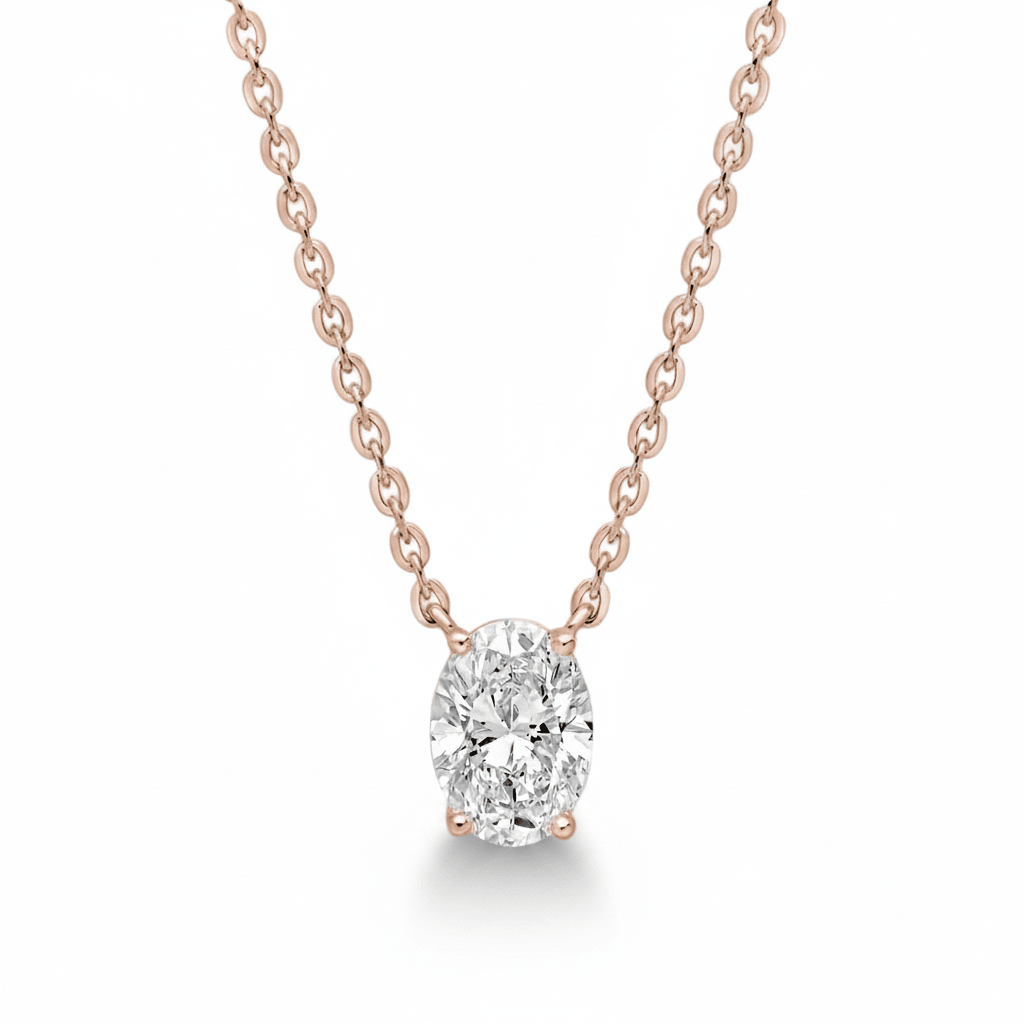 Oval Diamond Solitaire Necklace Cha Diamonds
