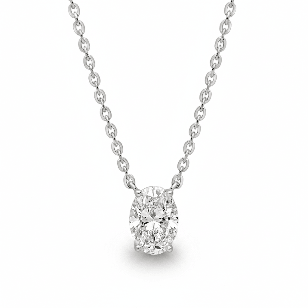 Oval Diamond Solitaire Necklace Cha Diamonds