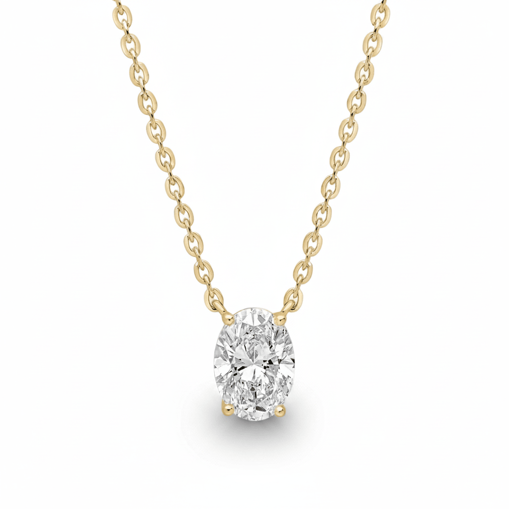 Oval Diamond Solitaire Necklace Cha Diamonds