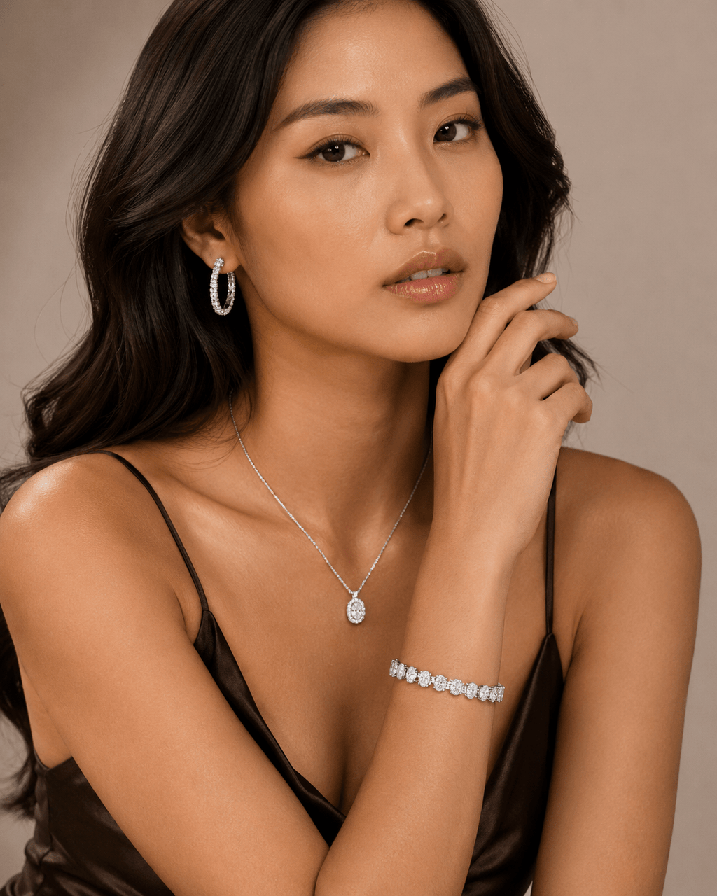 Oval Horizontal Tennis Armband Cha Diamonds