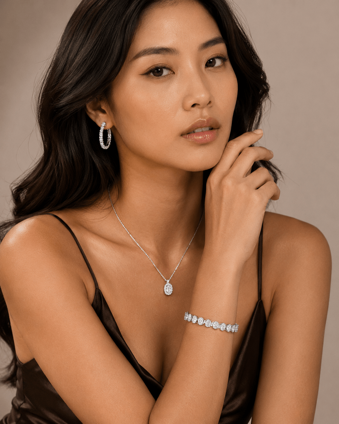 Oval Horizontal Tennis Armband Cha Diamonds