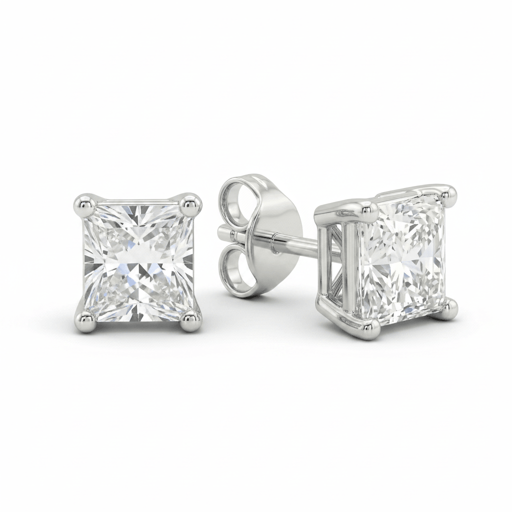 Princess Cut Diamond Stud Earrings (Pair) fine - jewelry Cha Diamonds