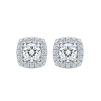 Round Brilliant Diamond Studs met Pavé Halo (Pair) Cha Diamonds