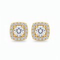 Round Brilliant Diamond Studs met Pavé Halo (Pair) Cha Diamonds