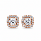 Round Brilliant Diamond Studs met Pavé Halo (Pair) Cha Diamonds