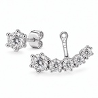 2-Way oorbellen met ronde lab-grown diamanten in witgoud, als oorknopje en ear jacket