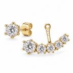 2-Way oorbellen met ronde lab-grown diamanten in geelgoud, als oorknopje en ear jacket