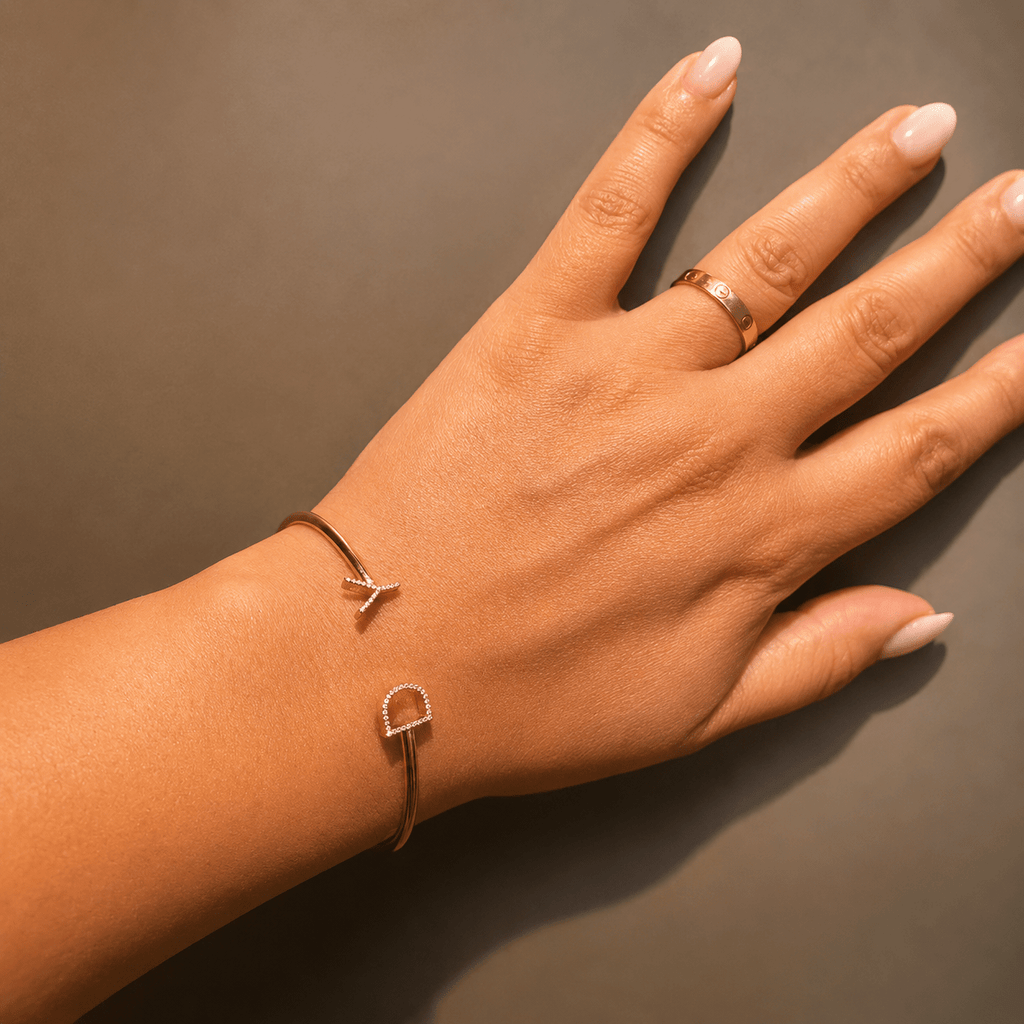 The Cha Bangle – Your Two-Initial Pavé Statement fine-jewelry Cha Diamonds
